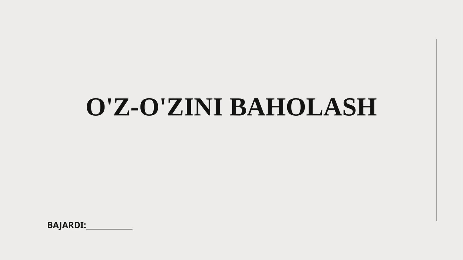 O'Z-O'ZINI BAHOLASH