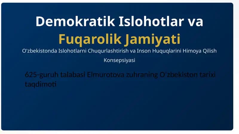 Demokratik Islohotlar va Fuqarolik Jamiyati