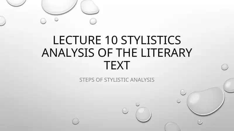 Stylistic analysis of the literary text