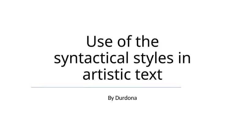 Use of the syntactical styles in artistic text