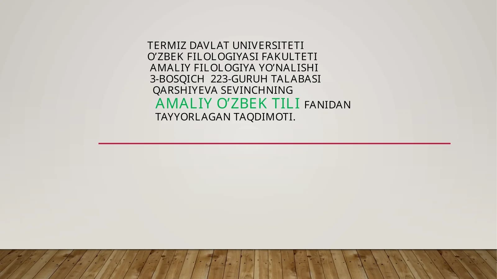AMALIY O’ZBEK TILI