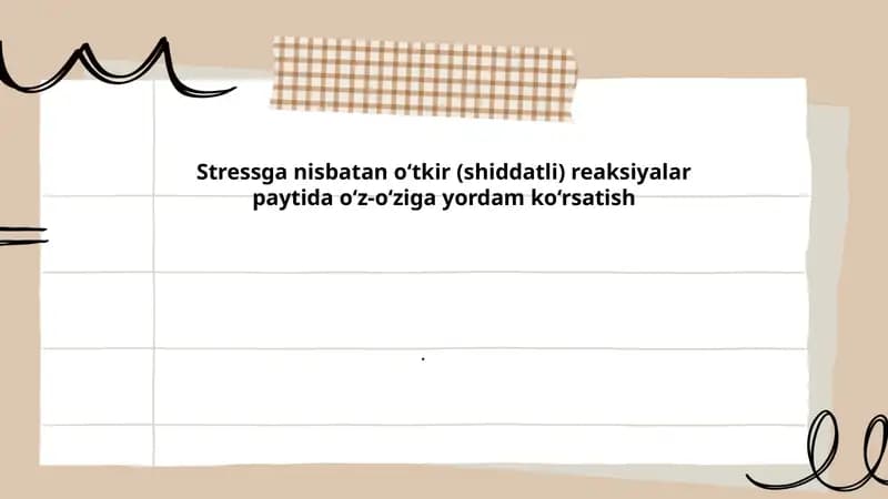 Stressga nisbatan o‘tkir reaksiyalar uchun mashqlar