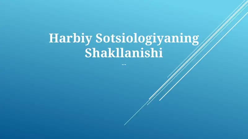 Harbiy Sotsiologiyaning Shakllanishi