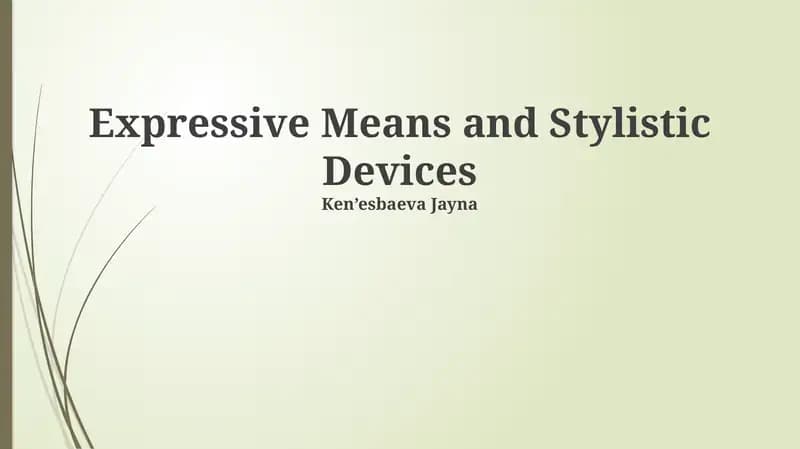 Expressive Means and Stylistic Devices