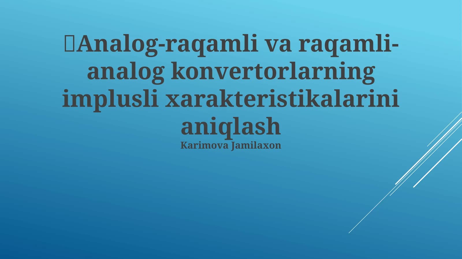Analog-raqamli va raqamli-analog konvertorlarning impuls xususiyatlari