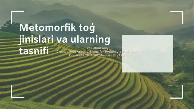 Metomorfik to'g' jiniari va ularning tasnifi