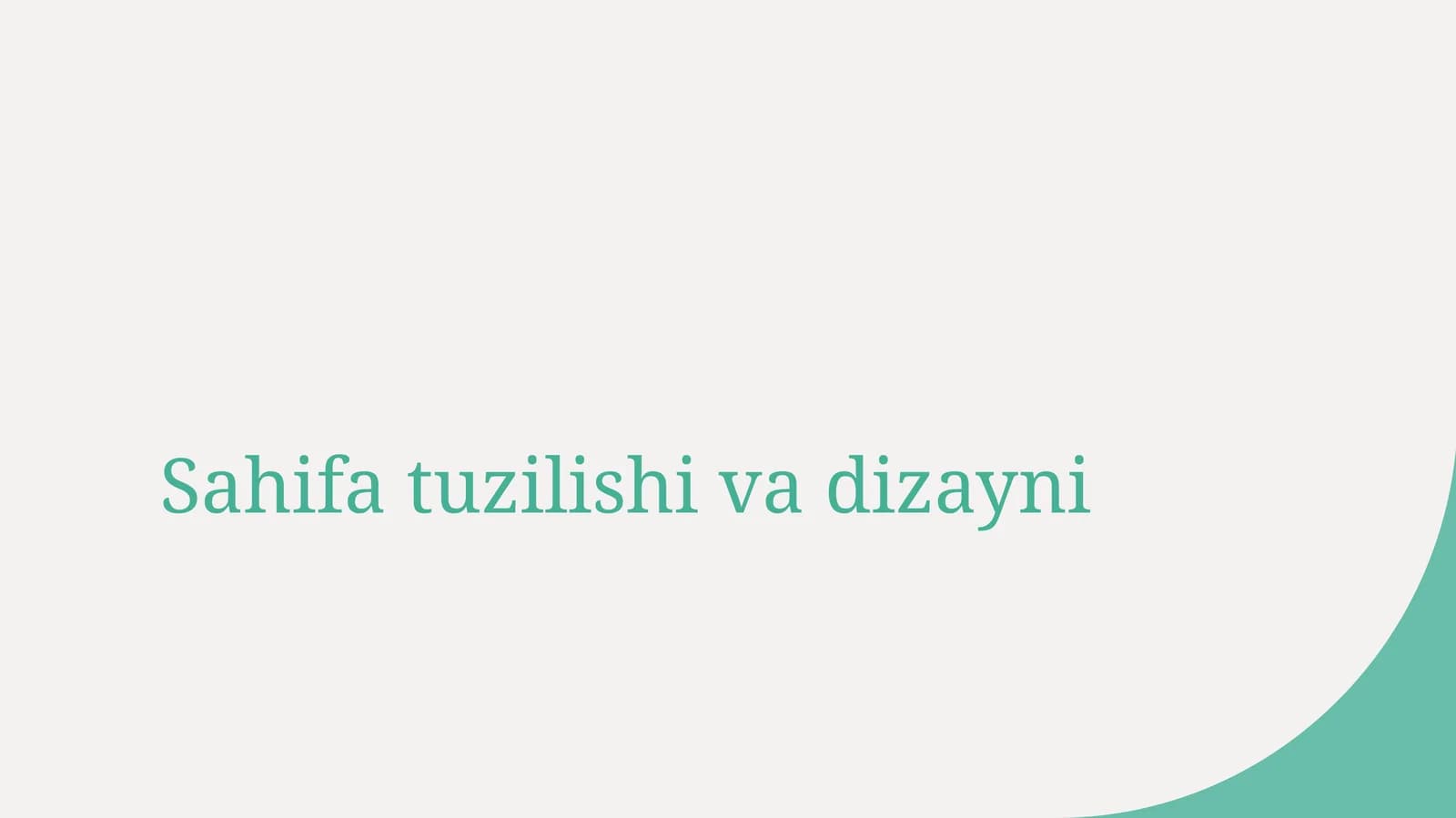 Sahifa tuzilishi va dizayni