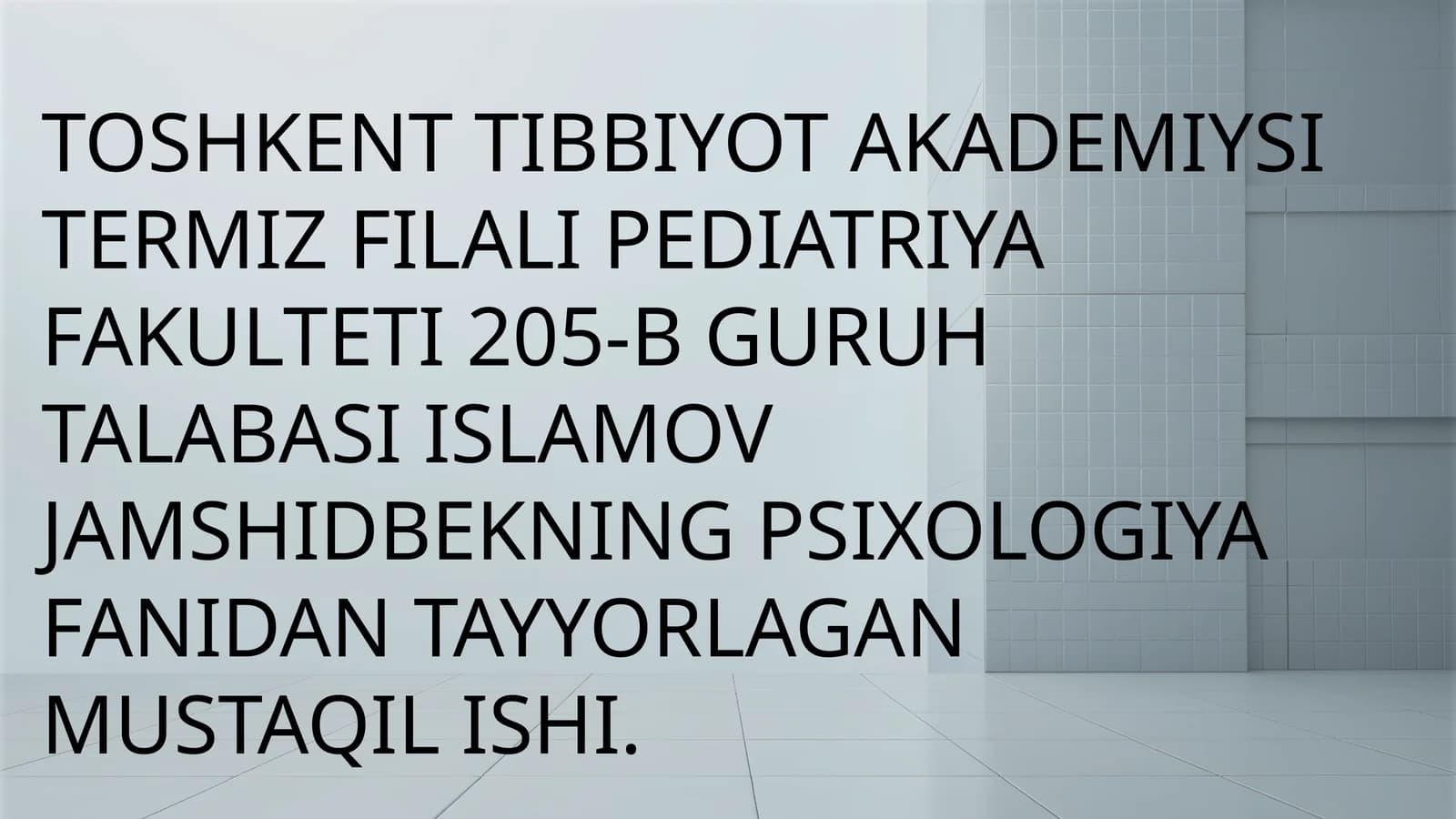 Psixologiya fanidan tayyorlagan mustaqil ish