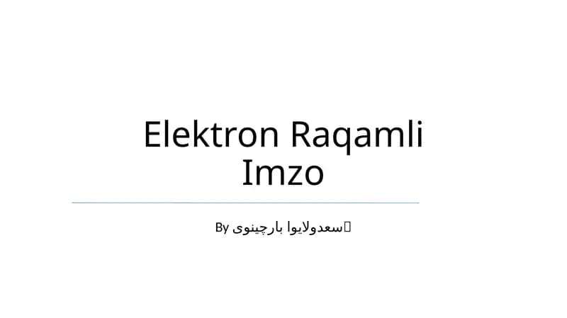 Elektron Raqamli Imzo