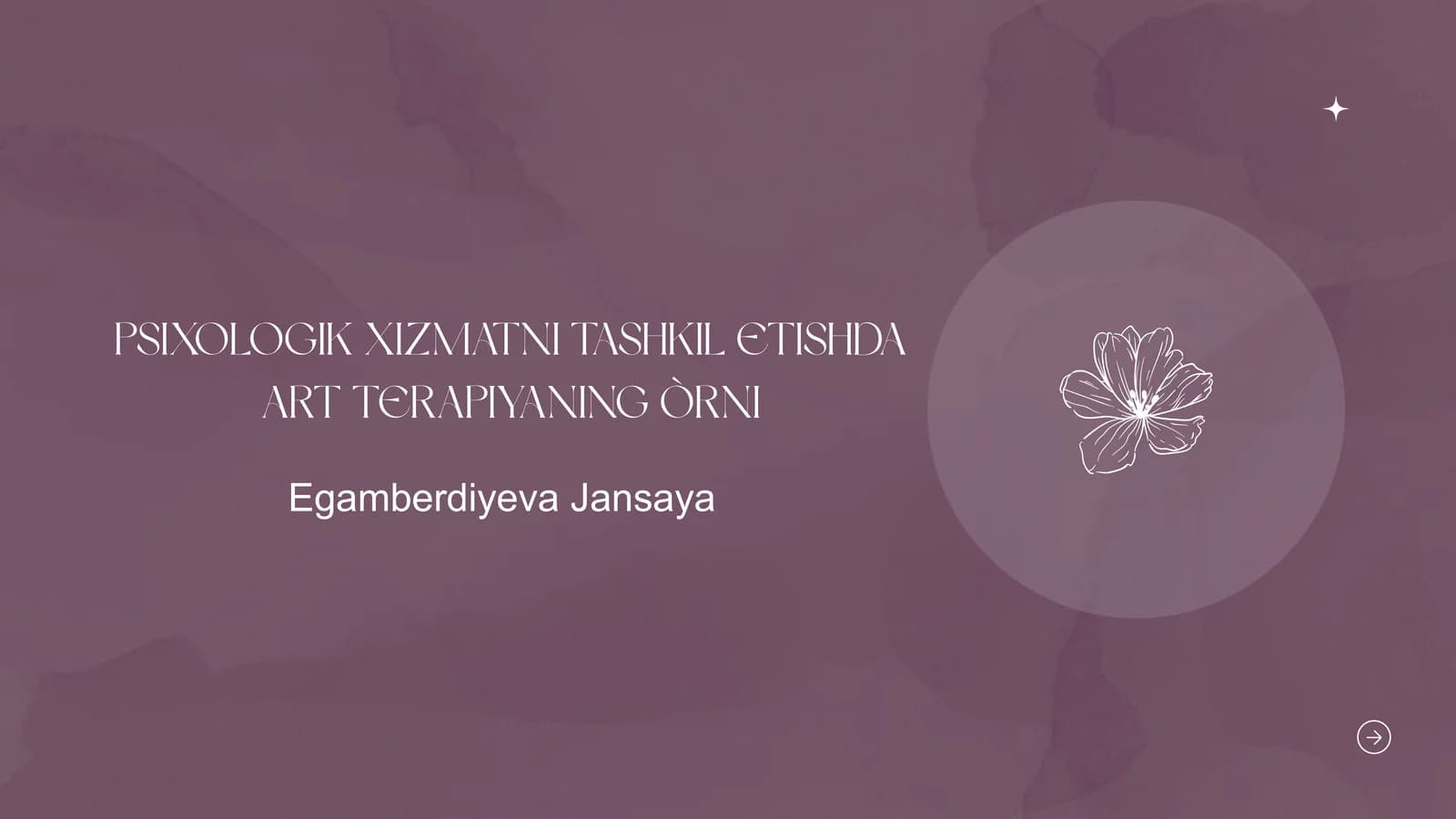 PSIXOLOGIK XIZMATNI TASHKIL ETISHDA ART TERAPIYANING ÒRNI