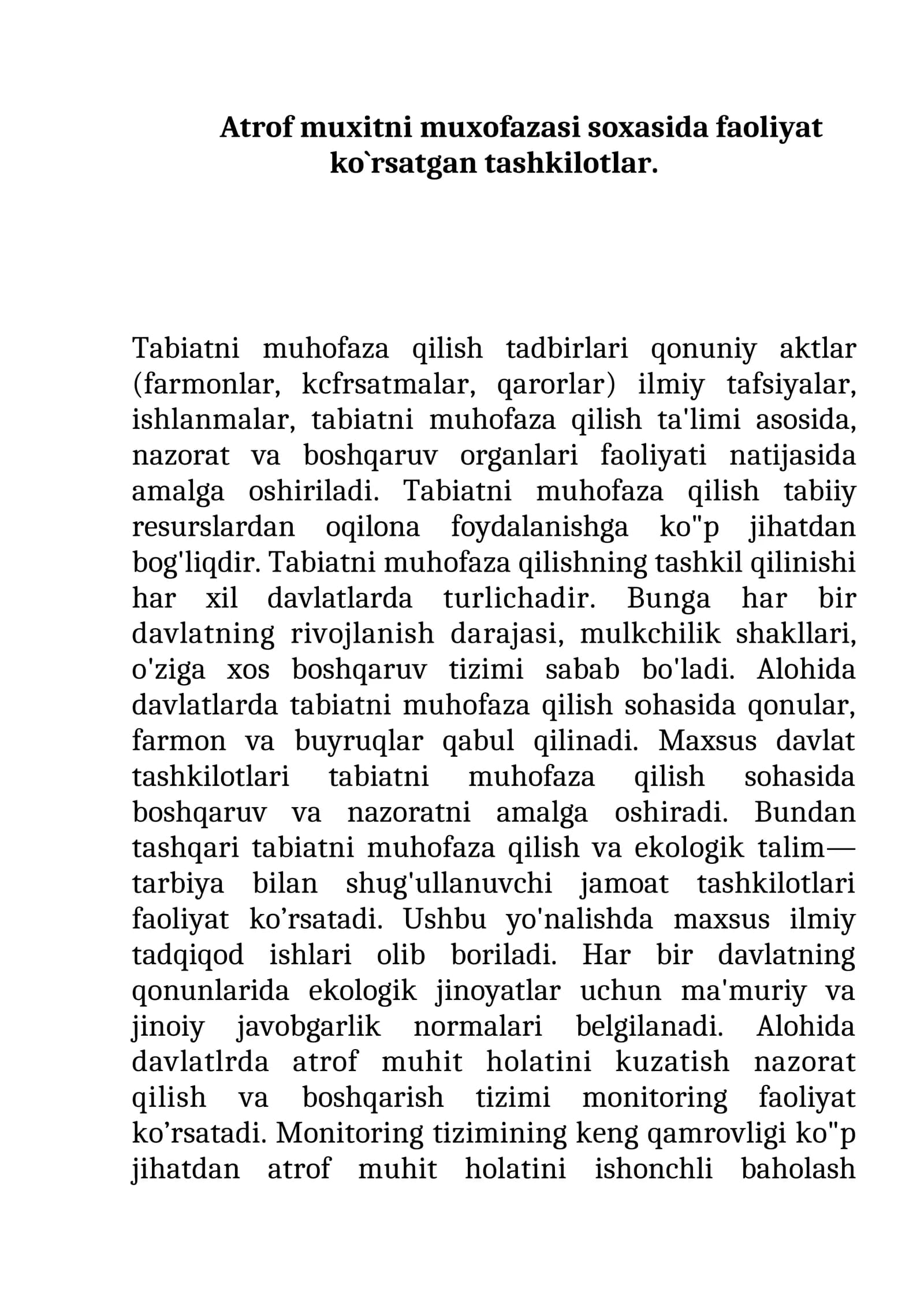 Tabiatni muhofaza qilish
