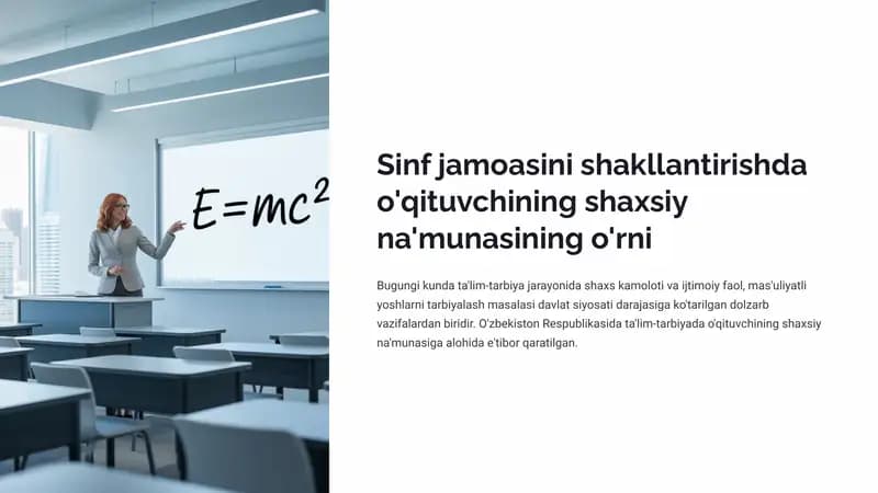 Sinf jamoasini shakllantirishda o'qituvchining shaxsiy na'munasining o'rni