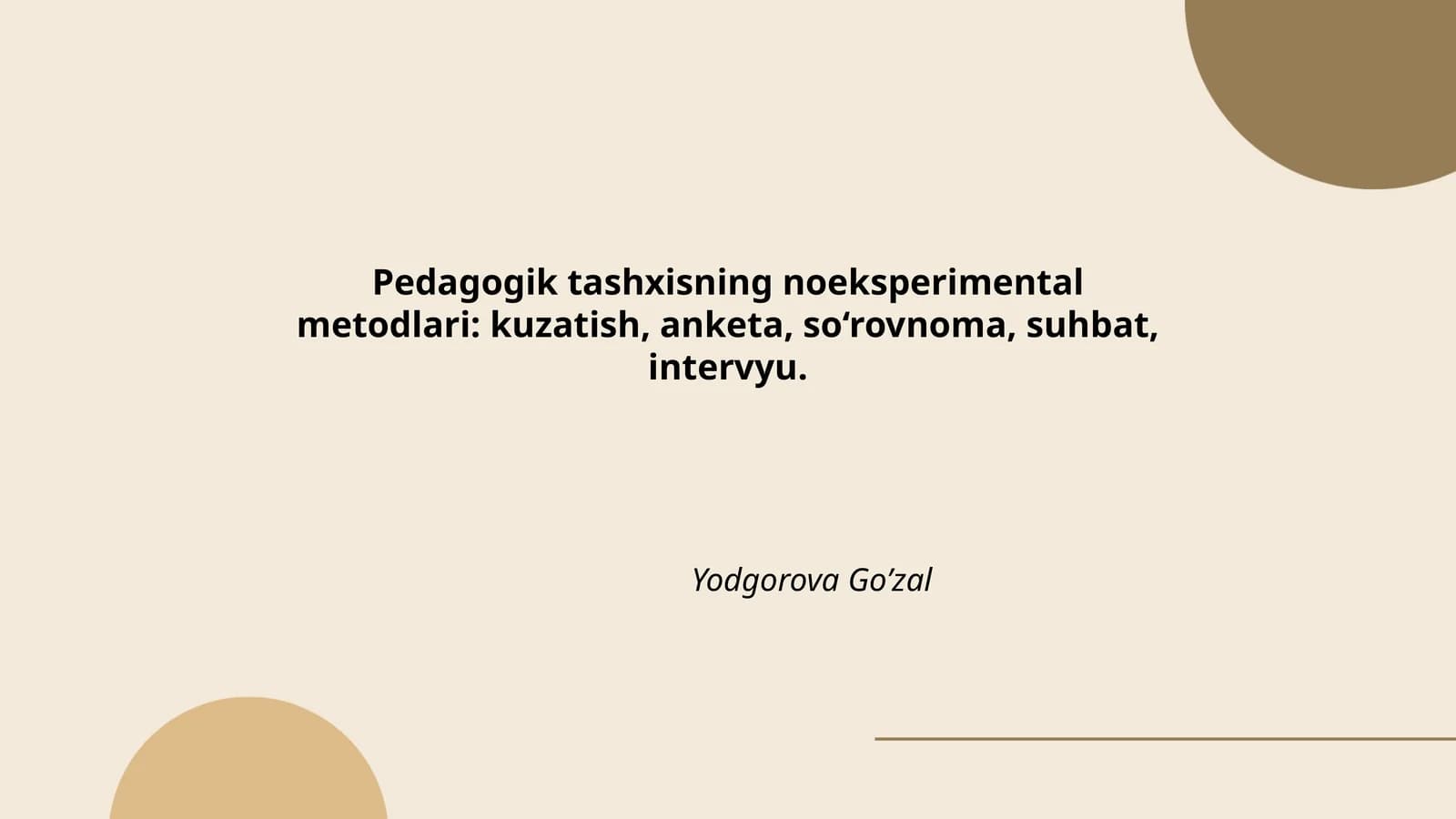 Pedagogik tashxisning noeksperimental metodlari