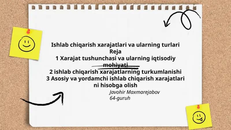 Ishlab chiqarish xarajatlari va ularning turlari