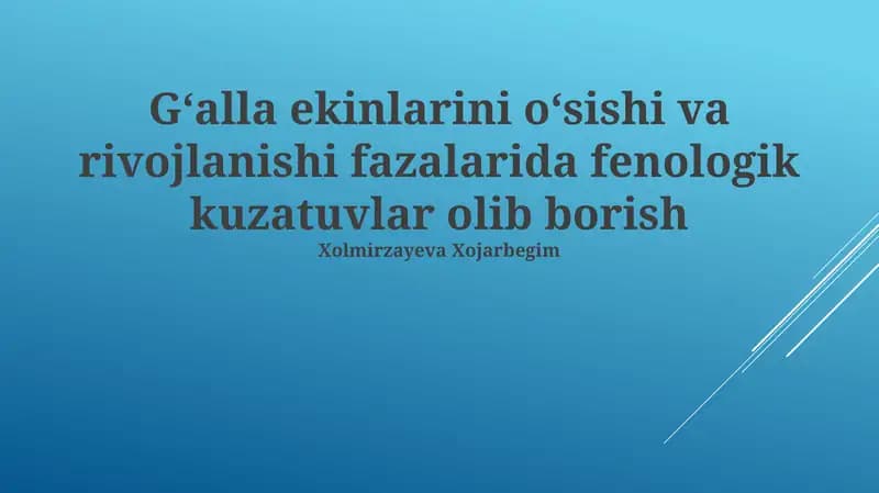 Fenologik kuzatishlar va tahkikotlar