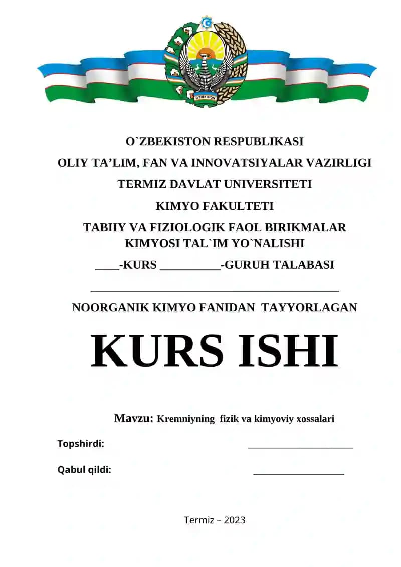 Kremniyning fizik va kimyoviy xossalari