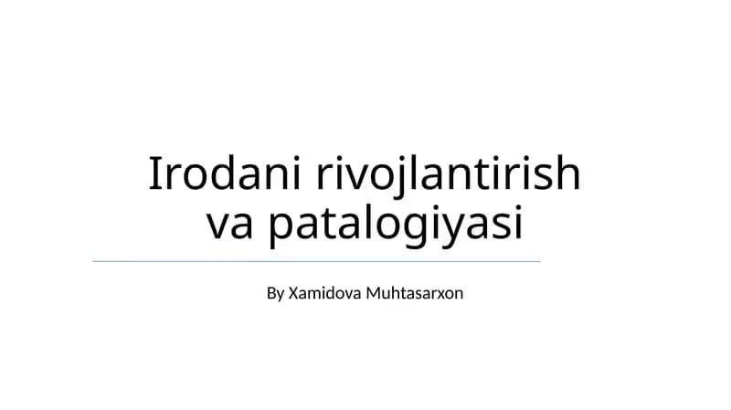 Irodani rivojlantirish va patalogiyasi