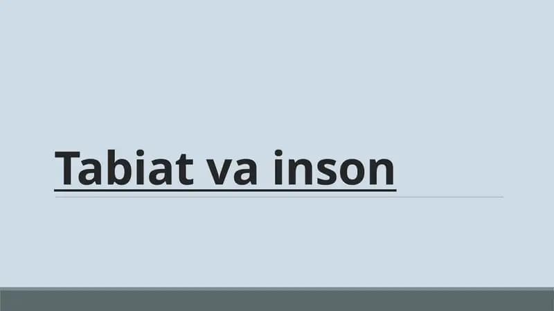 Tabiat va inson