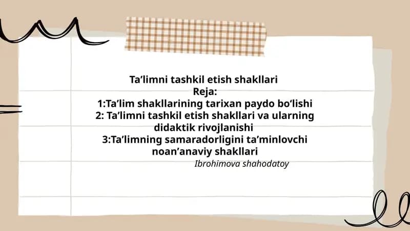 Taʼlimni tashkil etish shakllari