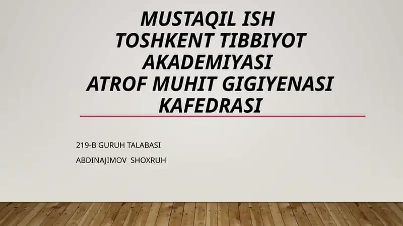 Kasalxona Ichkilari Infeksiyalari