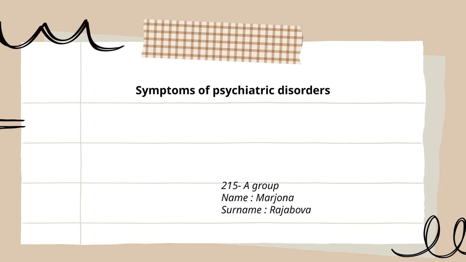 Symptoms of psychiatric disorders