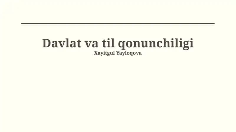 Davlat va til qonunchiligi