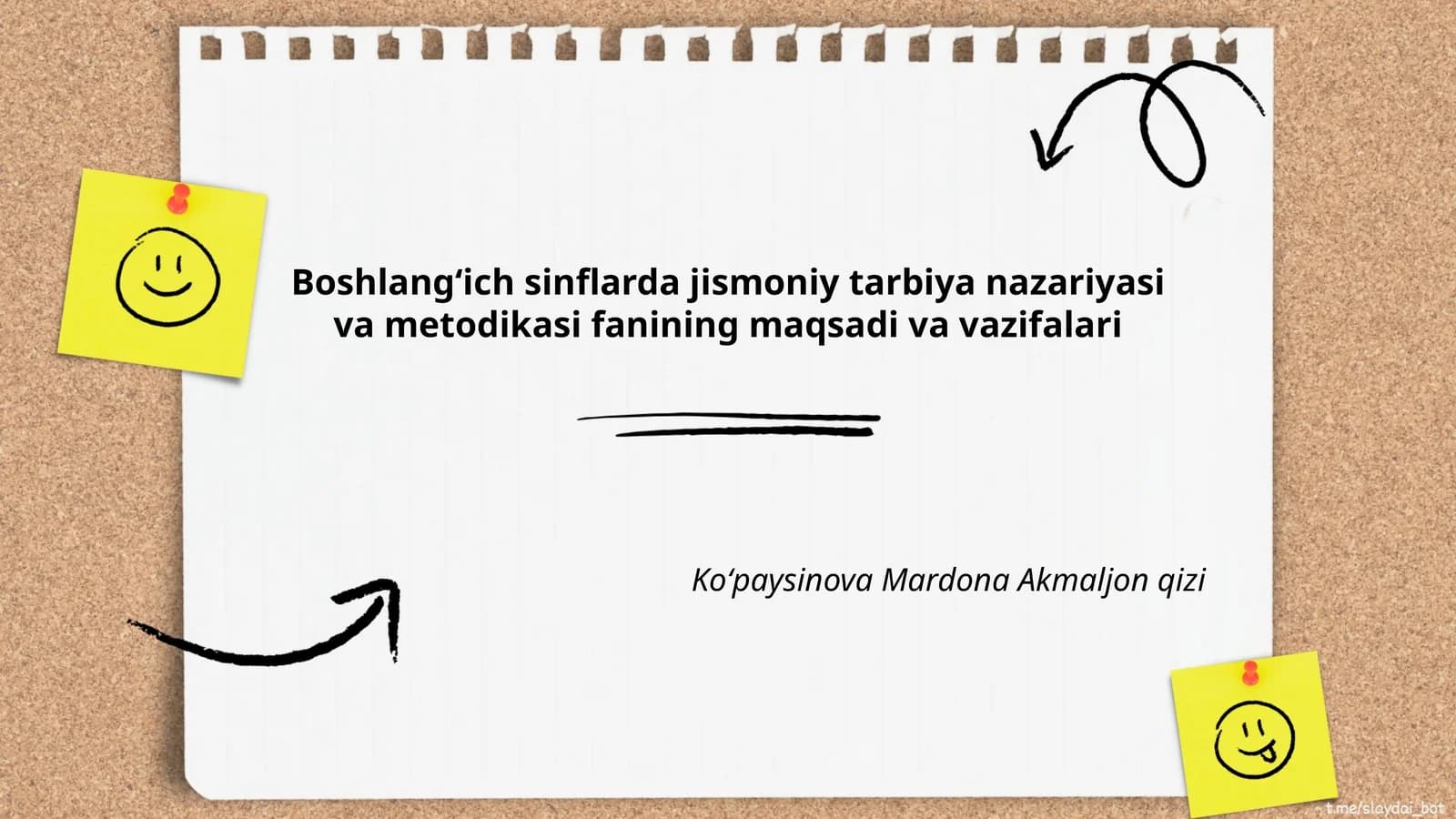 Boshlangʻich sinflarda jismoniy tarbiya nazariyasi va metodikasi fanining maqsadi va vazifalari