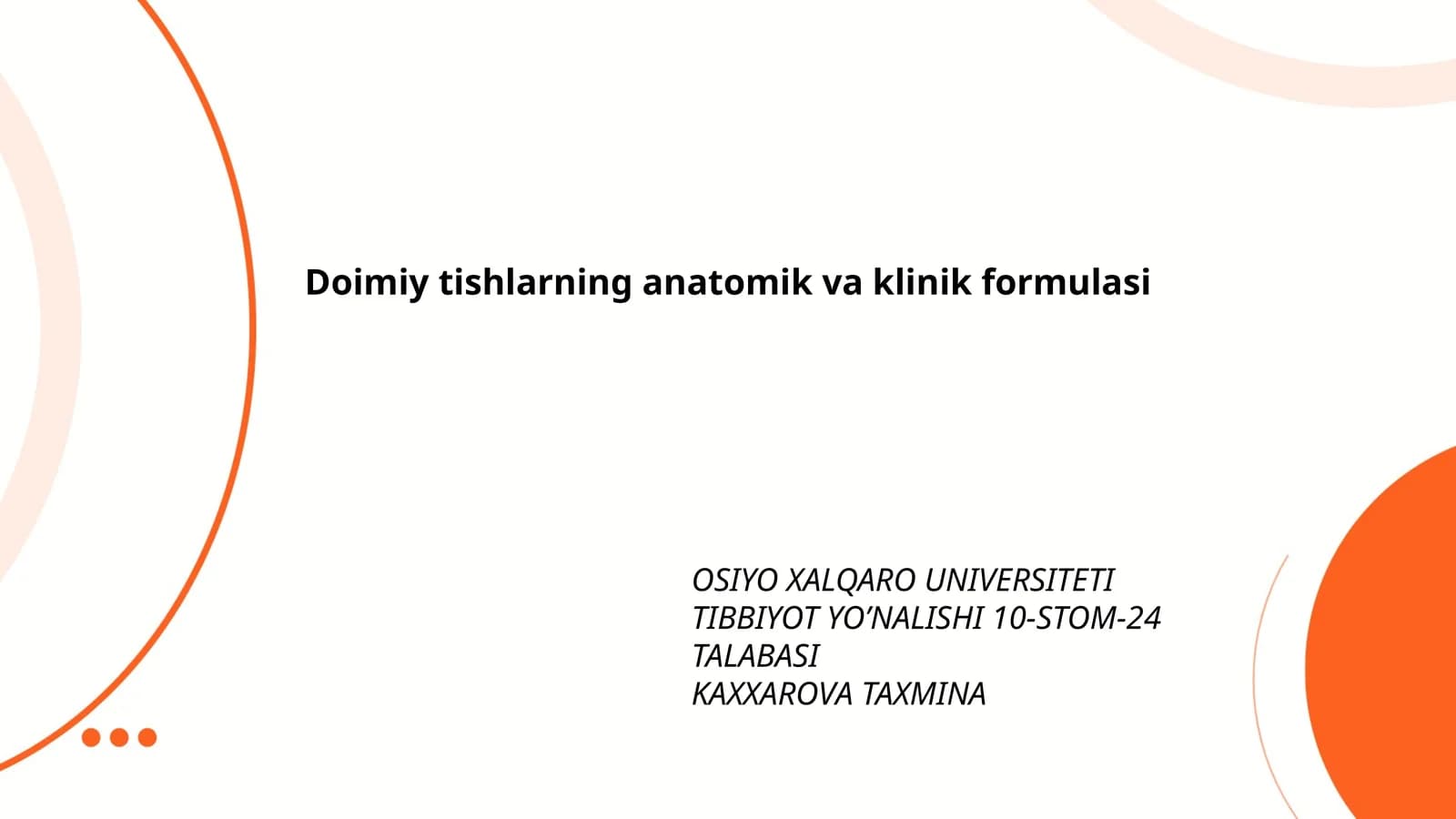 Doimiy tishlarning anatomik va klinik formulasi