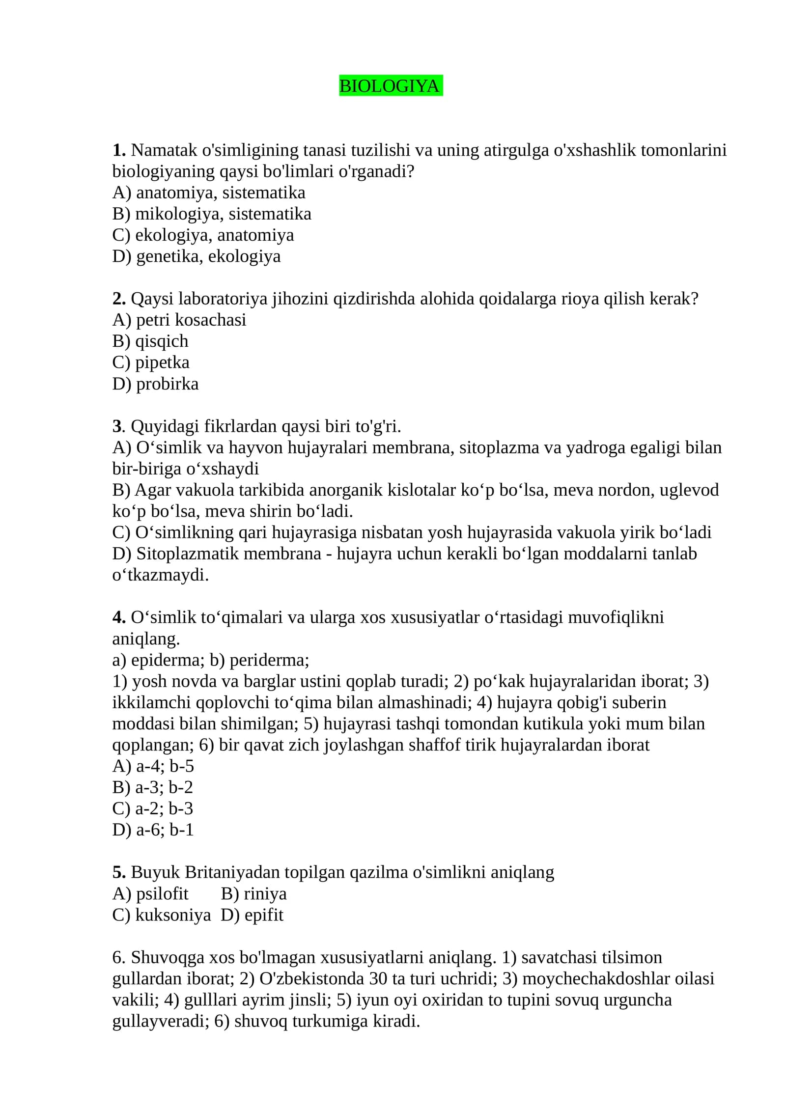 BIOLOGIYA