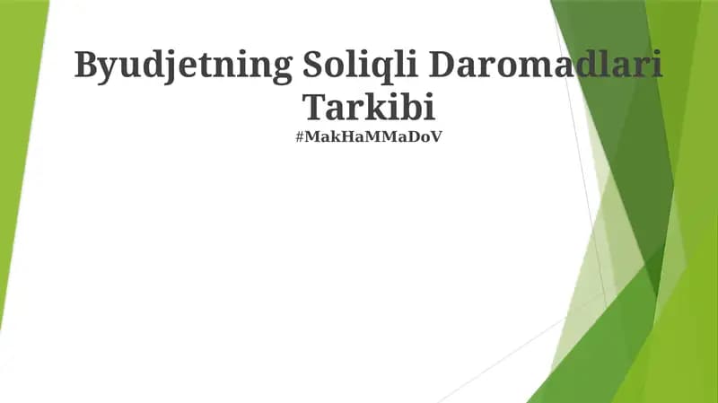 Byudjetning Soliqli Daromadlari Tarkibi
