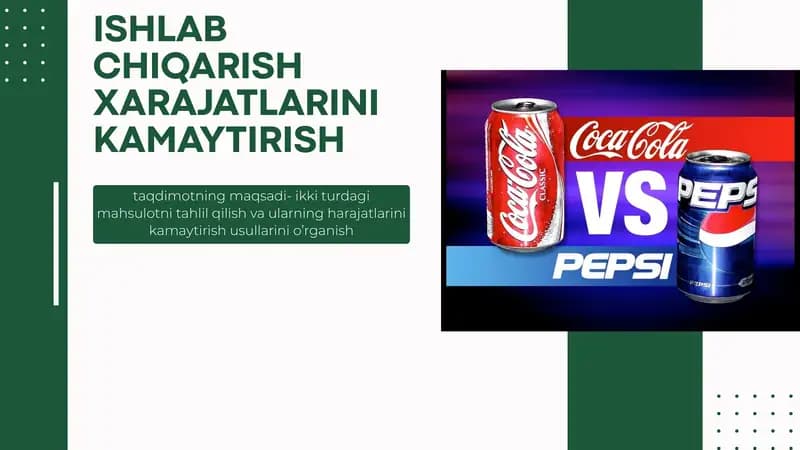 ISHLAB CHIQARISH XARAJATLARINI KAMAYTIRISH