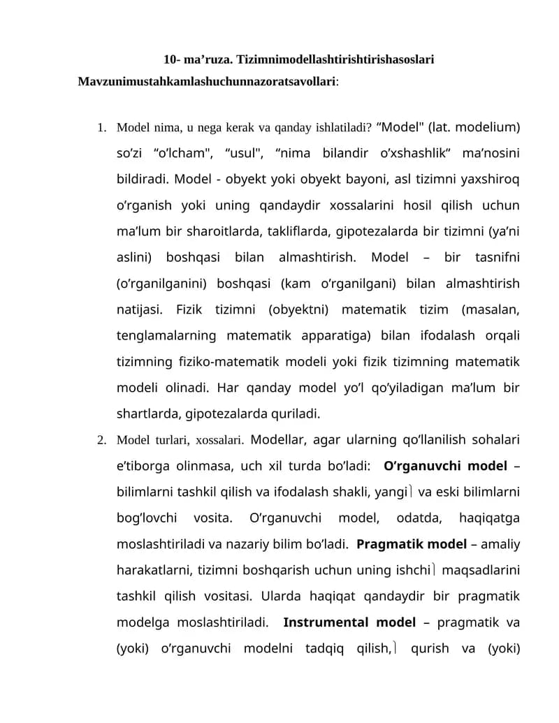 Model nima, u nega kerak va qanday ishlatiladi?