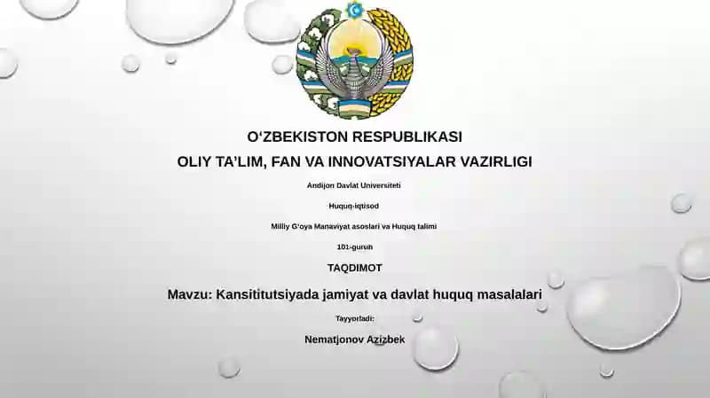 Milliy Gʻoya Manaviyat asoslari va Huquq talimi