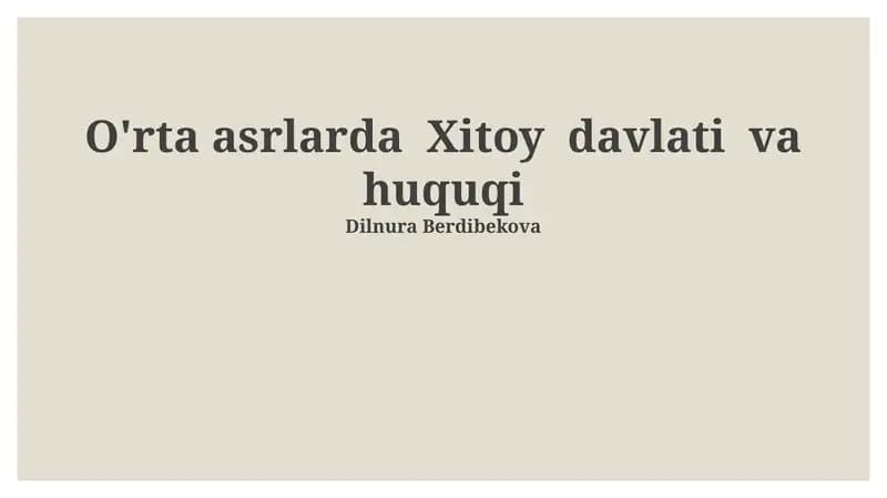 O'rta asrlarda Xitoy davlati va huquqi