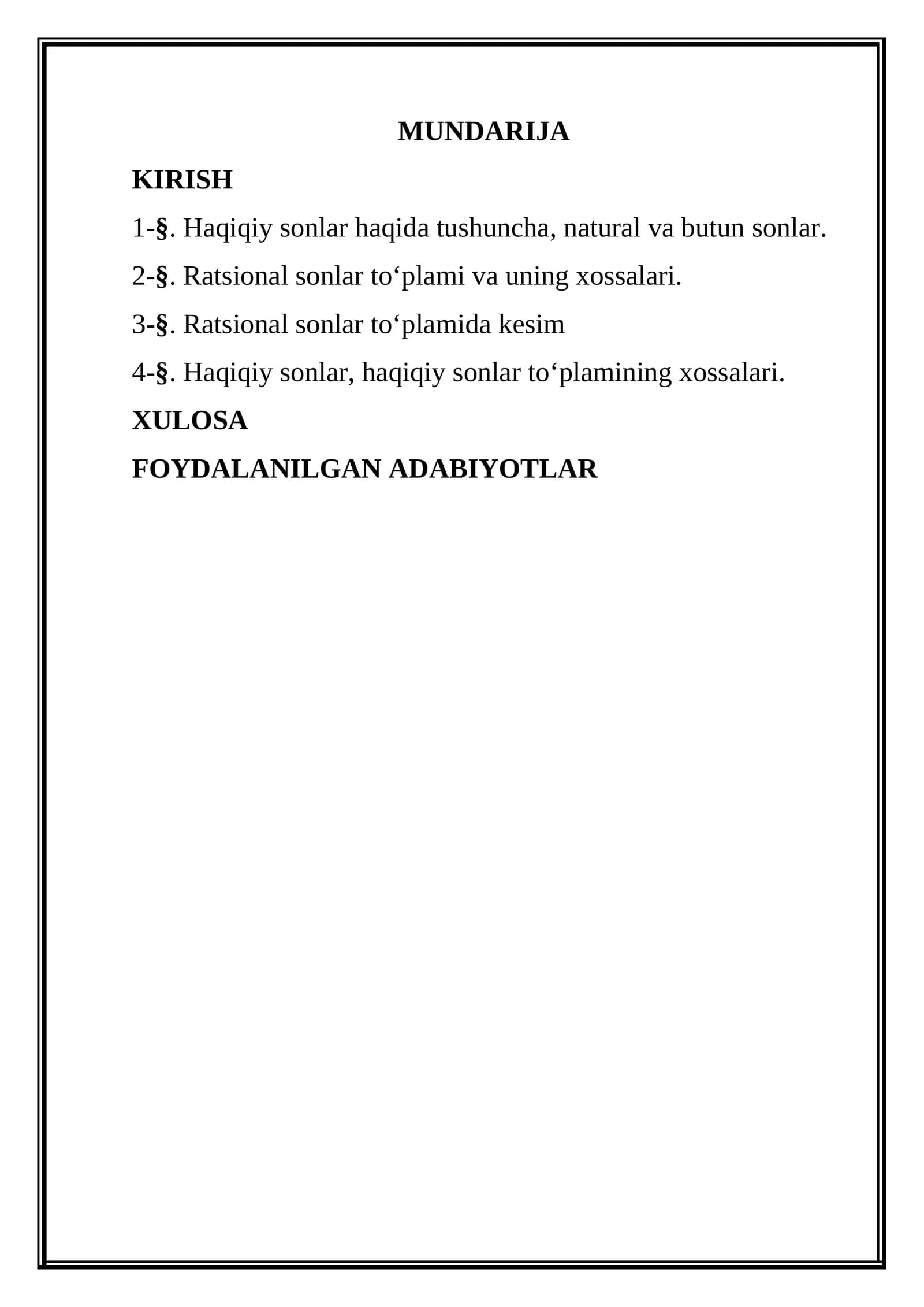 Haqiqiy sonlar toʻplami