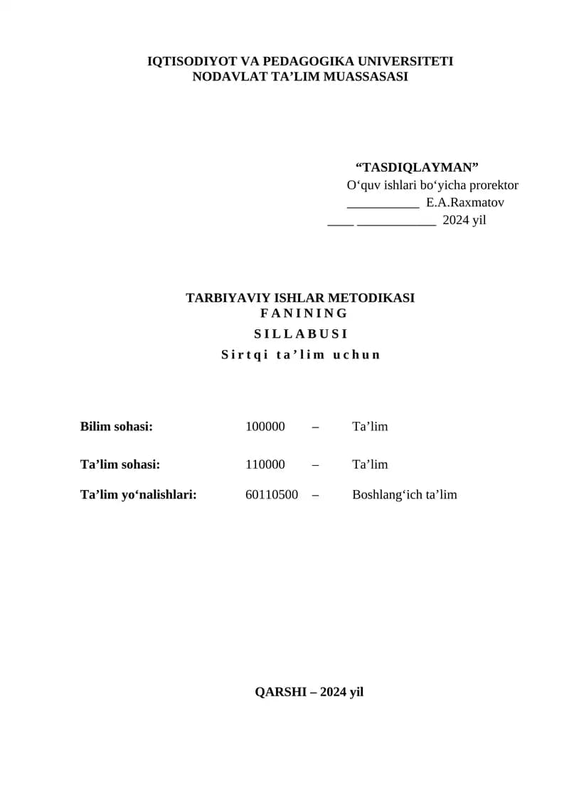 Tarbiyaviy ishlar metodikasi