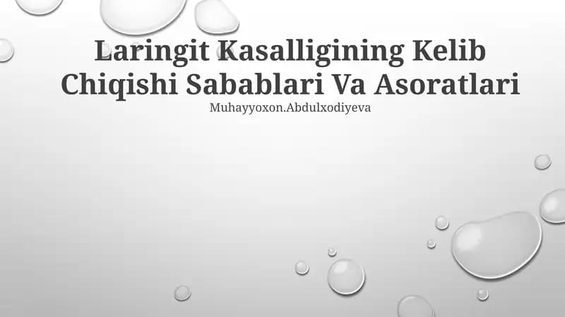 Laringit Kasalligining Kelib Chiqishi Sabablari Va Asoratlari
