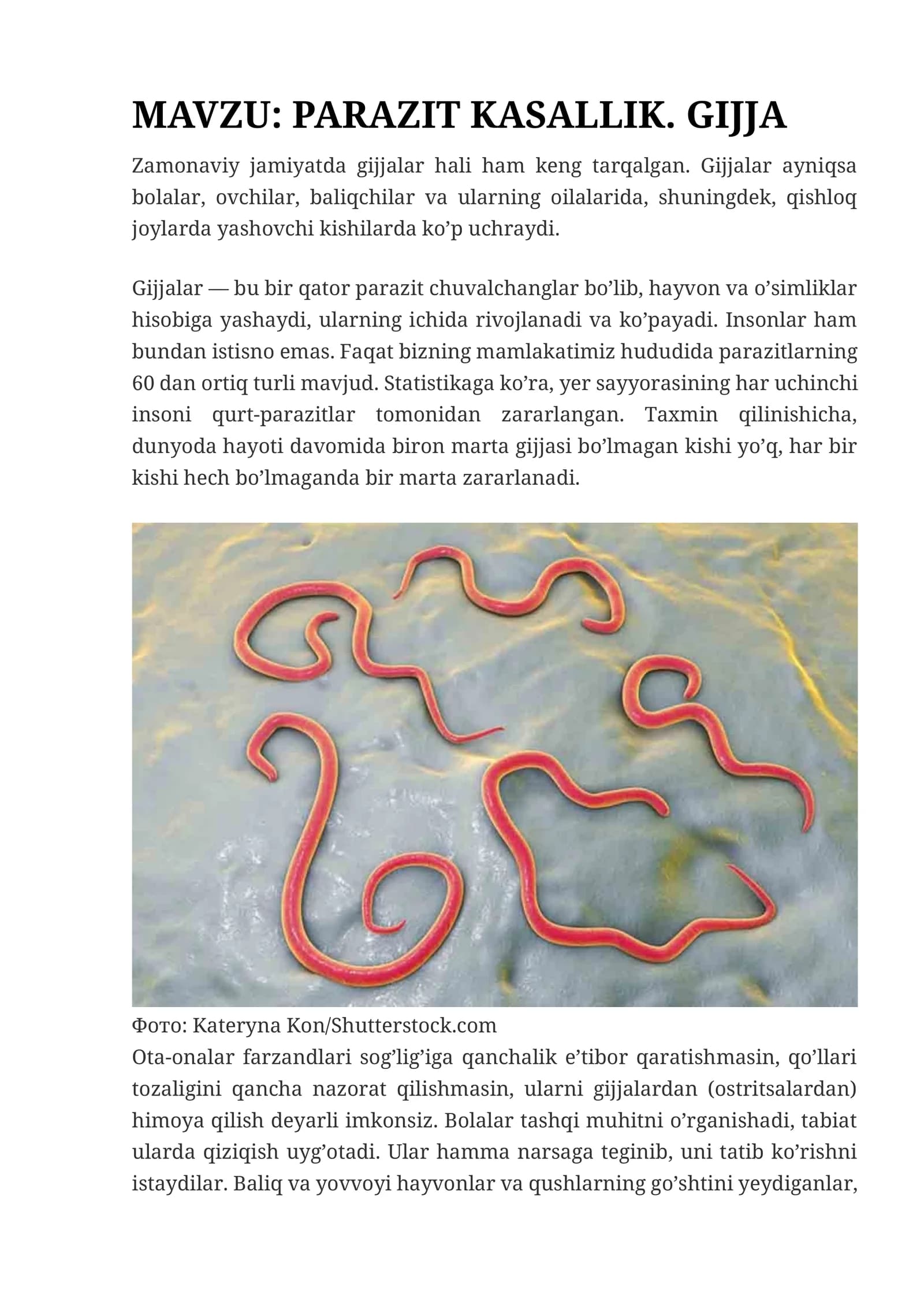 Parazit kasallik. gijja