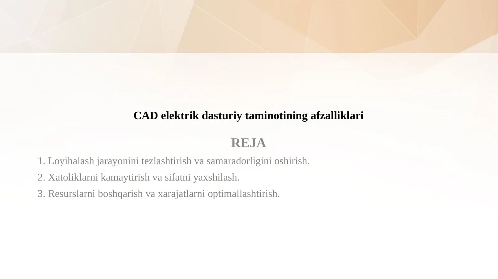 CAD elektrik dasturiy taminotining afzalliklari