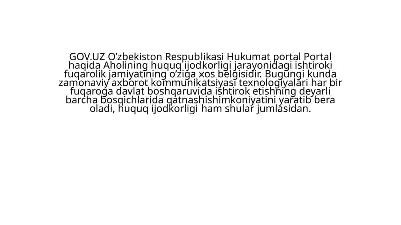GOV.UZ O’zbekiston Respublikasi Hukumat portal