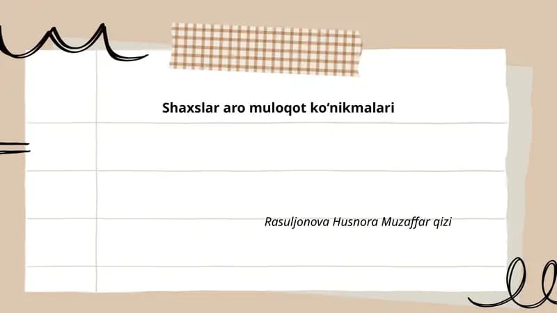 Shaxslar aro muloqot ko‘nikmalari