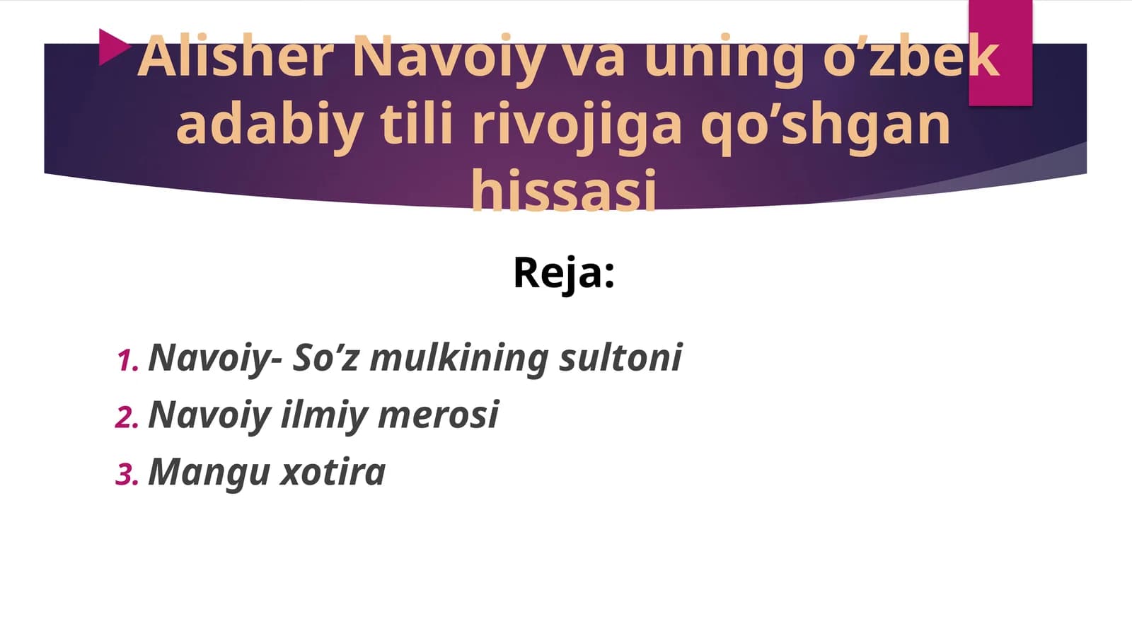 Navoiy- So’z mulkining sultoni