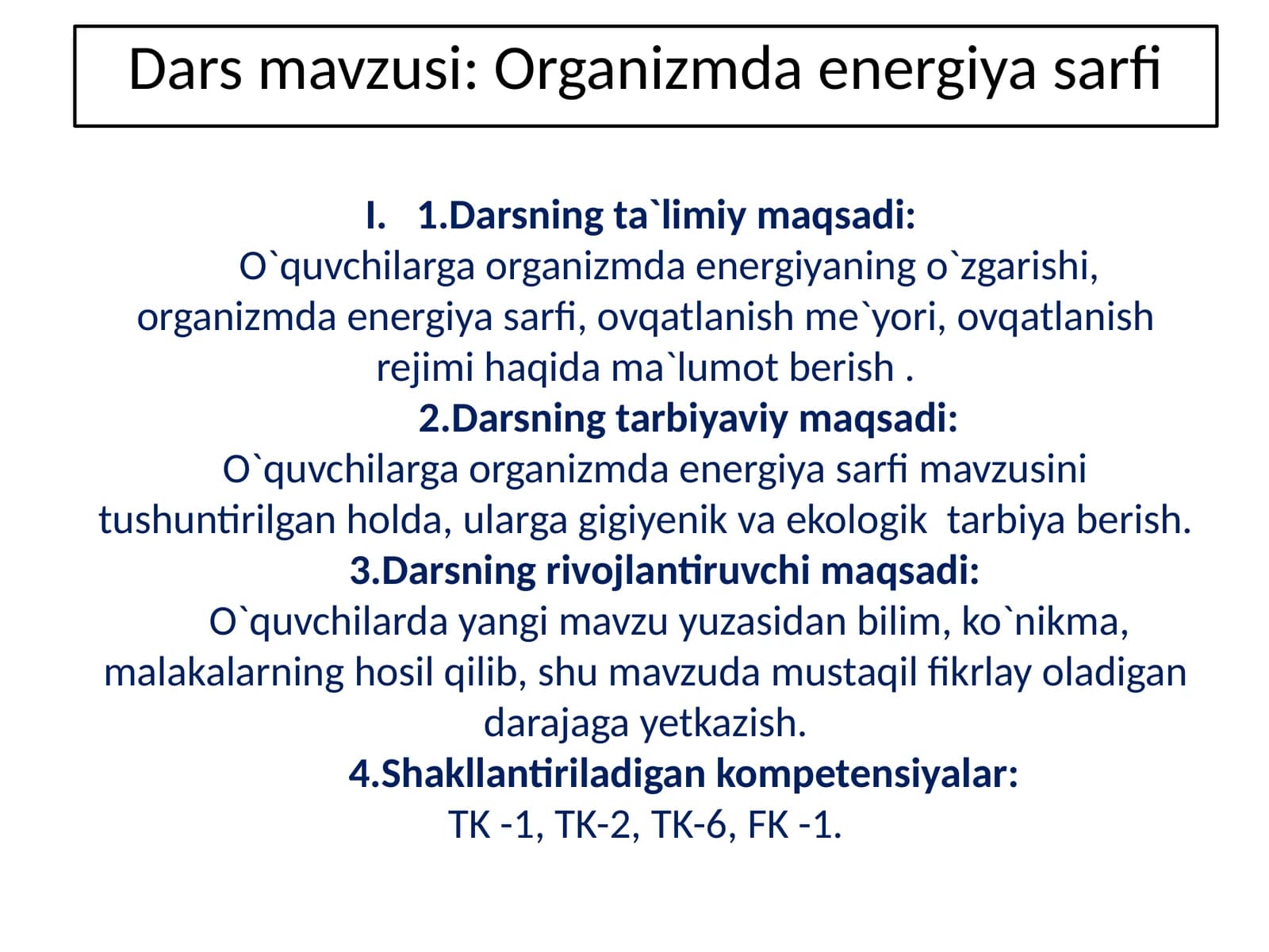Organizmda energiya sarfi