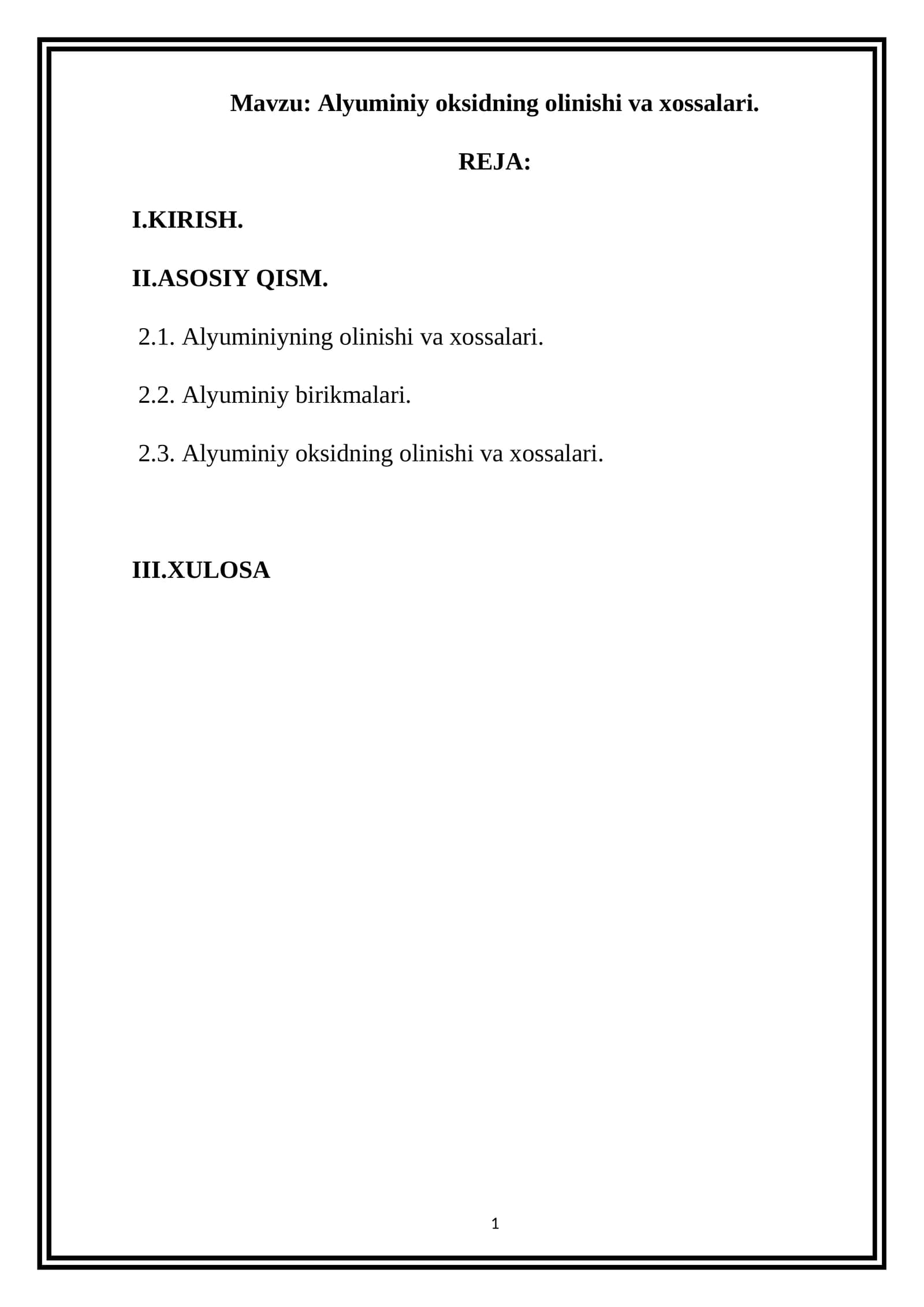 Alyuminiy oksidning olinishi va xossalari