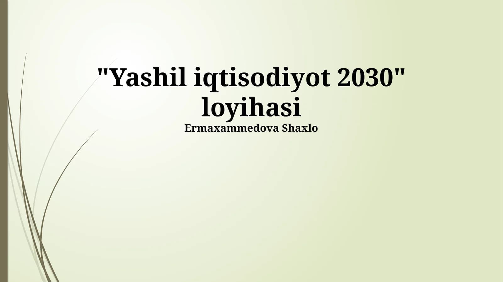 Yashil iqtisodiyot 2030 loyihasi