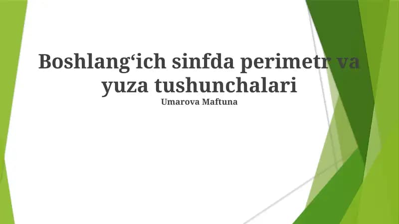 Boshlangʻich sinfda perimetr va yuza tushunchalari