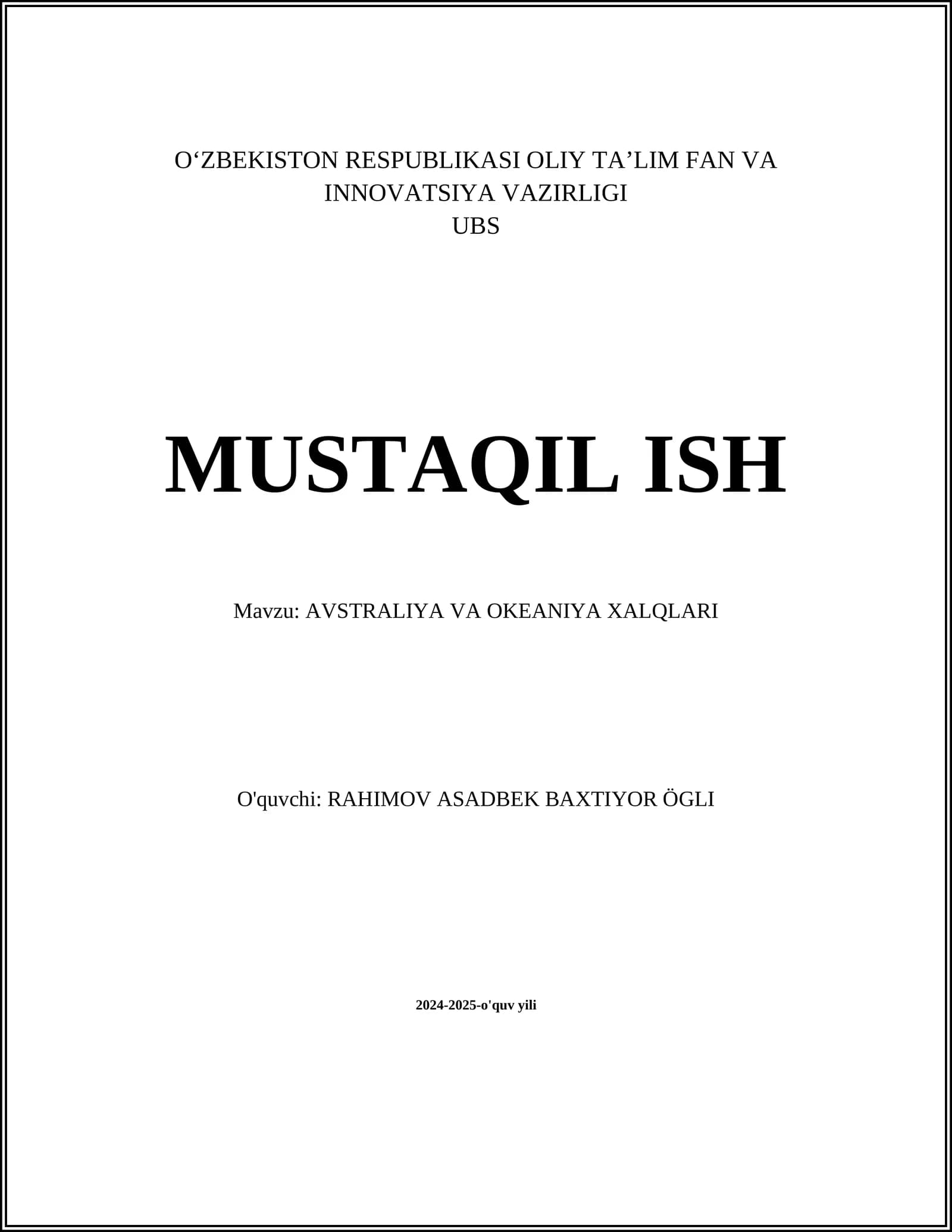 AVSTRALIYA VA OKEANIYA XALQLARI
