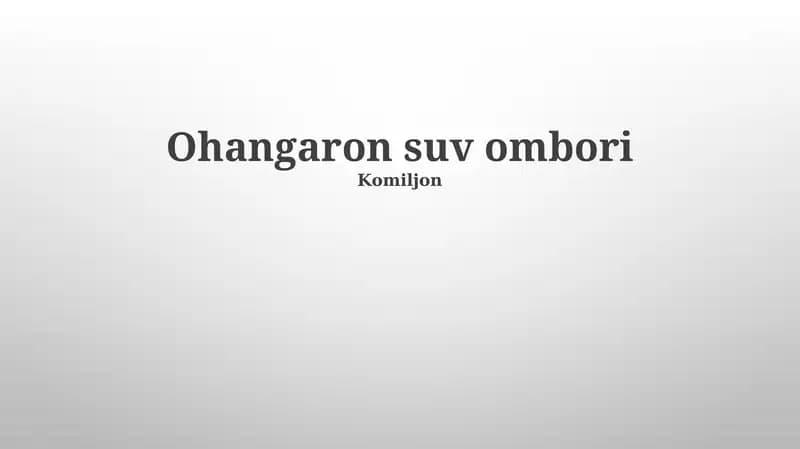 Ohangaron suv ombori