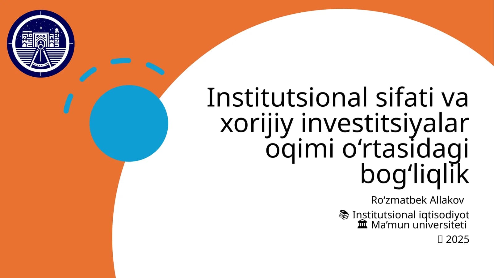 Institutsional sifati va xorijiy investitsiyalar oqimi o‘rtasidagi bog‘liqlik