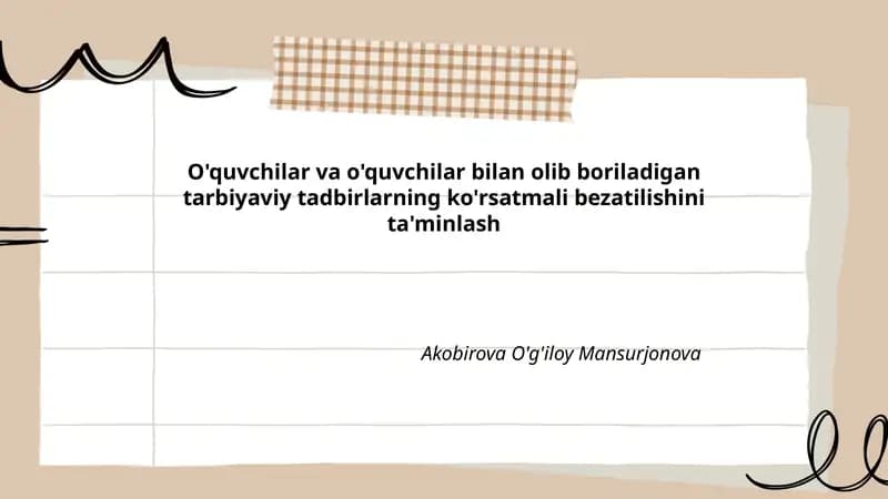 Tarbiyaviy Tadbirlarning Bezatilishi
